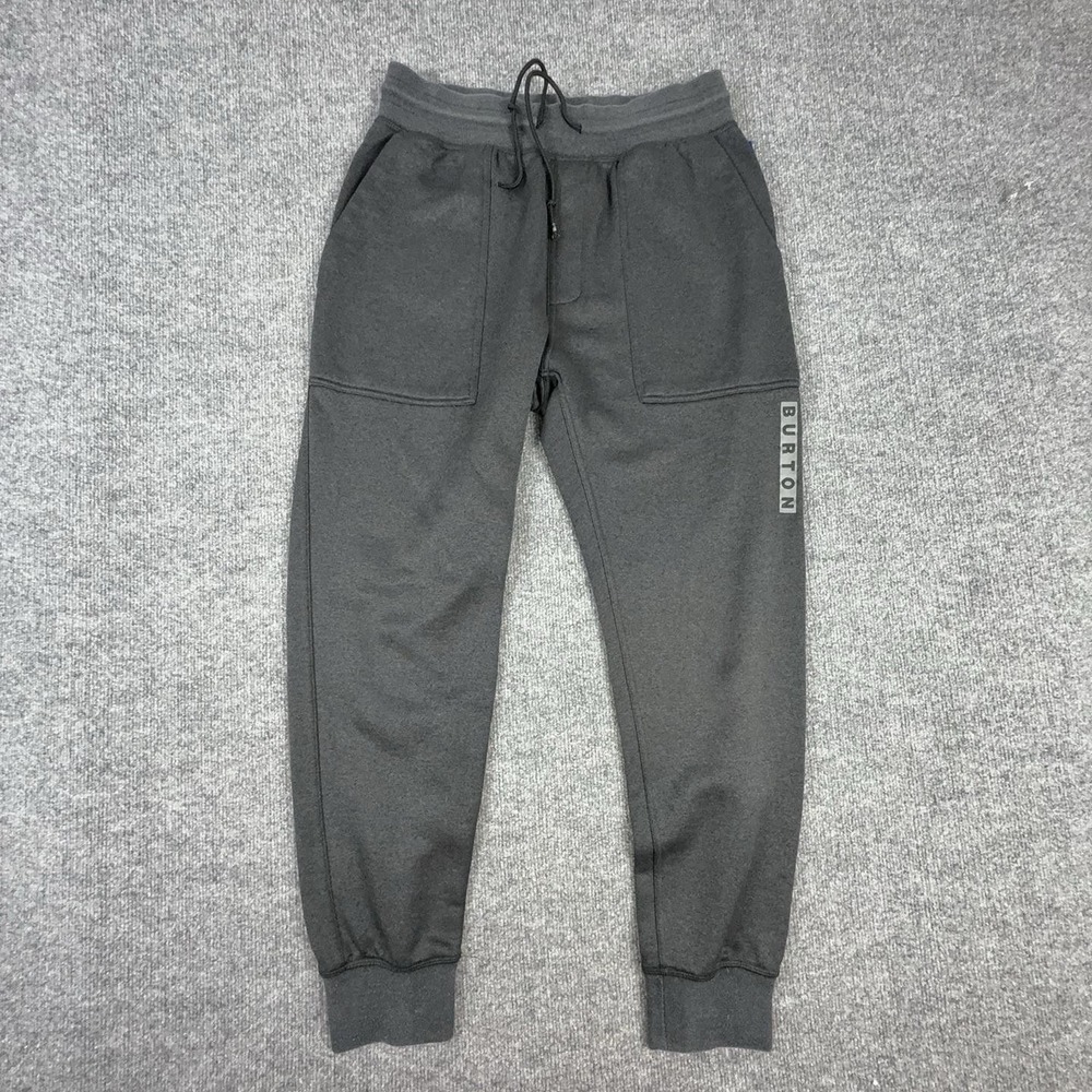 Burton Pants Mens Large Gray Fleece Joggers Sweatpants Drawstring Pockets Logo